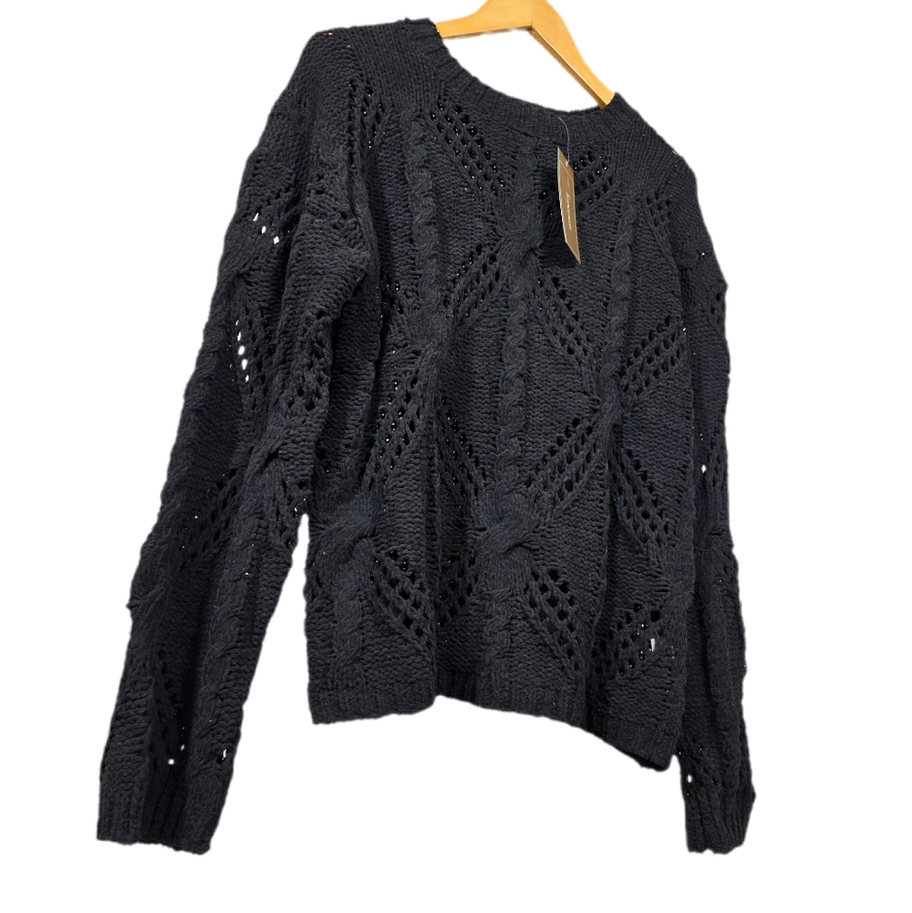 🆕️Francescas Women's Black Open Knit Very Soft Sweater